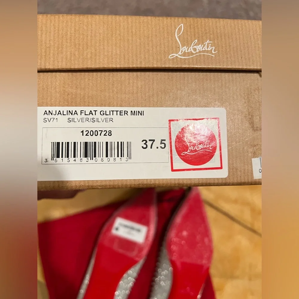 Christian Louboutin Silver Glitter Anjalina Spike Flats - Picture 4 of 7